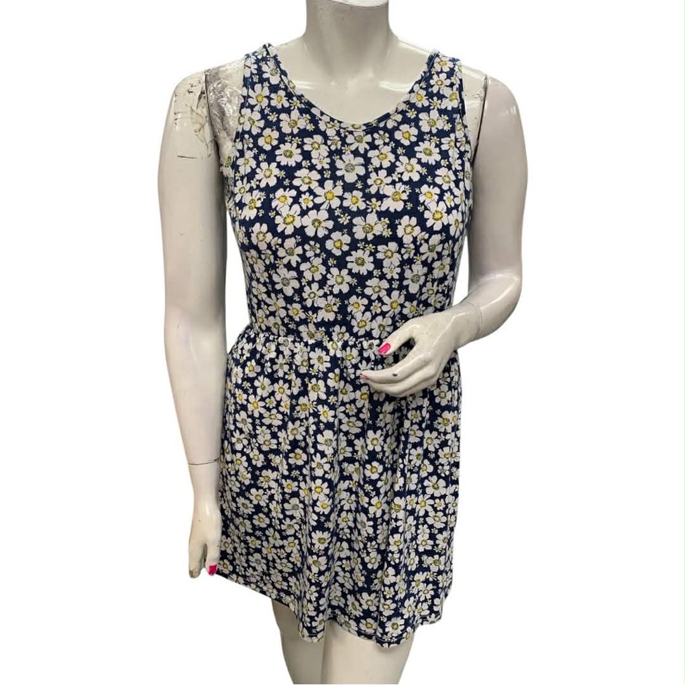 Kling Navy and White Floral Mini Dress Size Xl